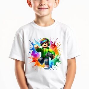 Level Up! Neon Splatter Gamer T-shirt Legos colorful tee 2T-5T S M L XL unisex